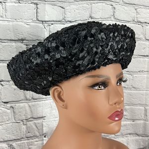 Vintage hat raffia black